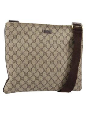 Authentic GUCCI GG Supreme Shoulder Bag PVC Beige Gold 201446